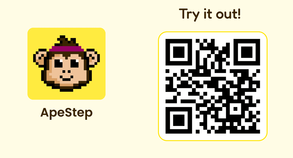 ApeStep Logo und QR-Code zum klickbaren Figma-Prototyp